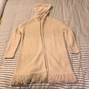 Gap Hooded Long Cardigan w/Fringe